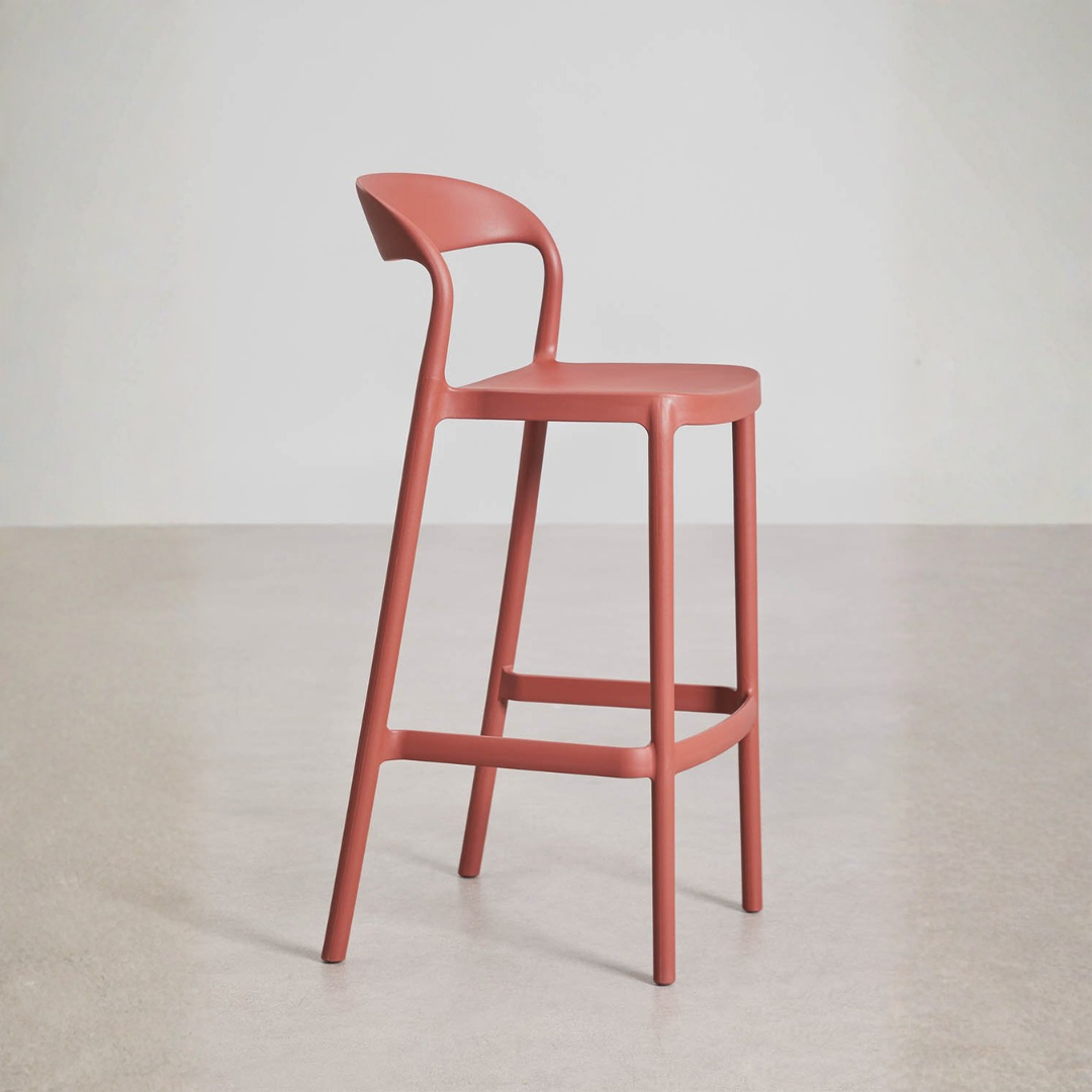 Brenza Stackable High Stool - Polypropylene, Graphite Gray