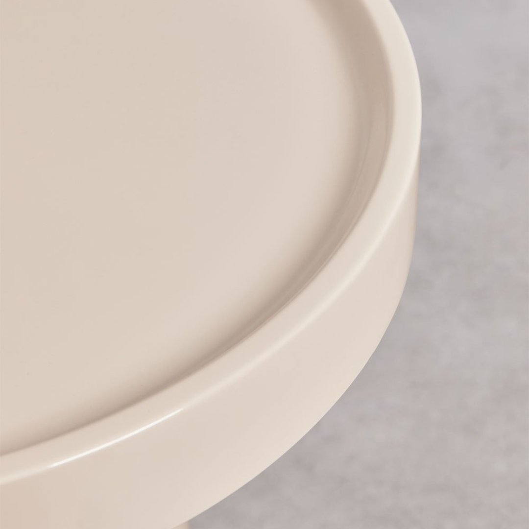 Cirela 50 cm MDF Side Table – Lacquered Finish in Beige Tapioca