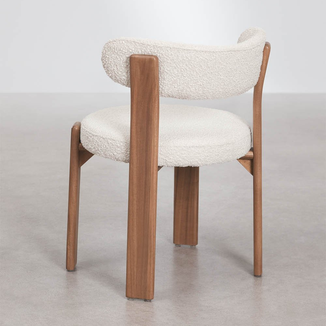 Milos Garden Chair in Acacia Wood & Bouclé Fabric