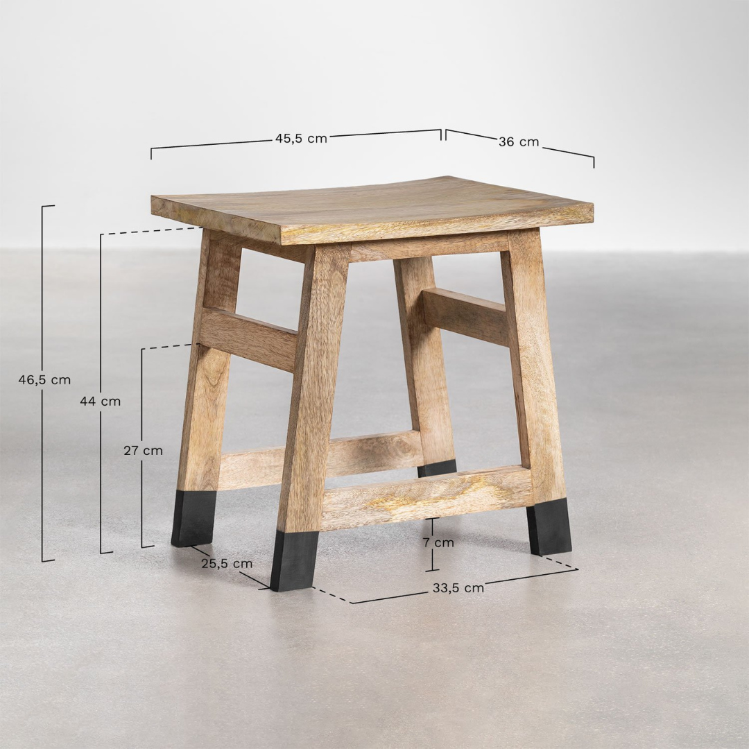 Pid Low Stool - Mango Wood with White Legs