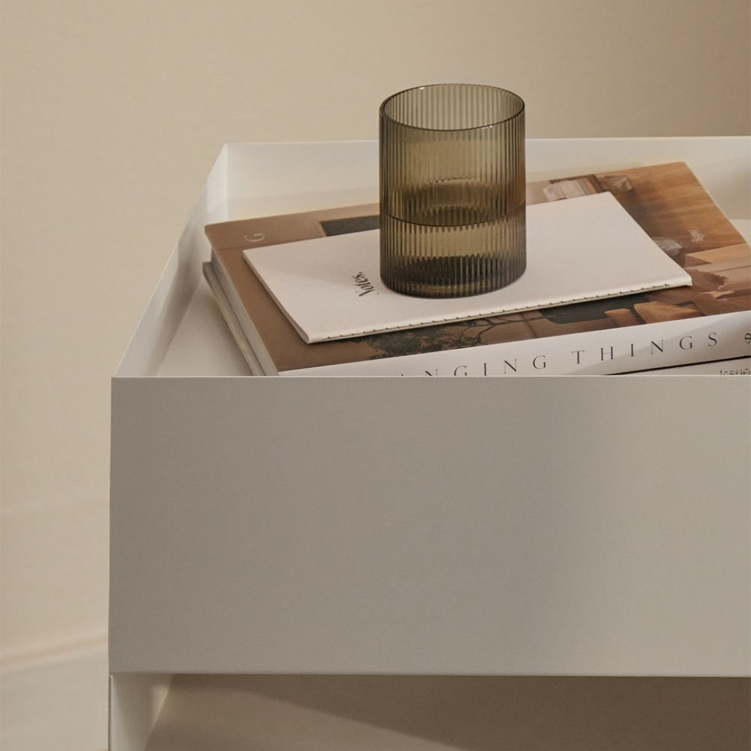 Rodgers Square Side Table 35x35 cm with Wheels & Shelves