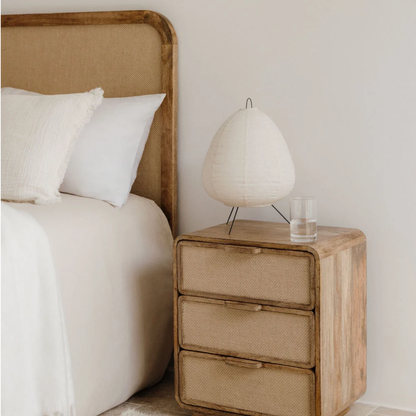 Abrams Rectangular Nightstand 50x35 cm in Mango Wood & Yute