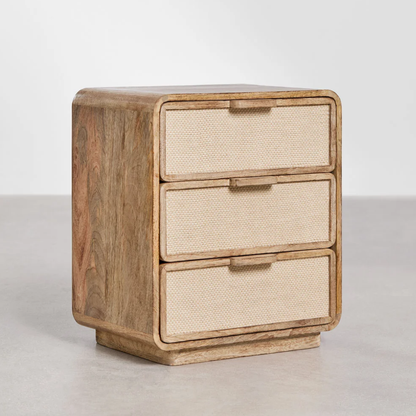 Abrams Rectangular Nightstand 50x35 cm in Mango Wood & Yute