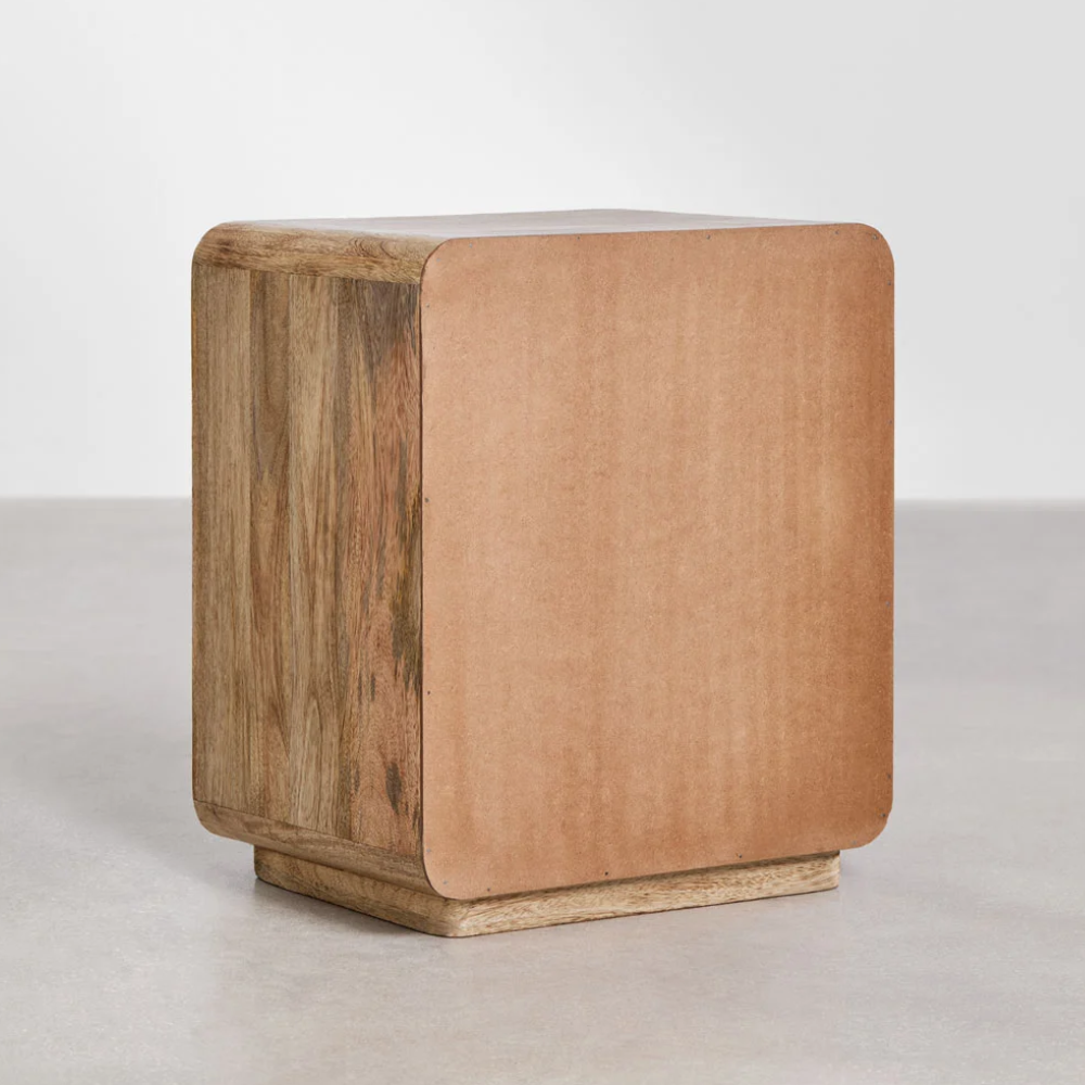 Abrams Rectangular Nightstand 50x35 cm in Mango Wood & Yute