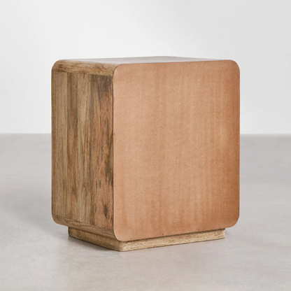 Abrams Rectangular Nightstand 50x35 cm in Mango Wood & Yute