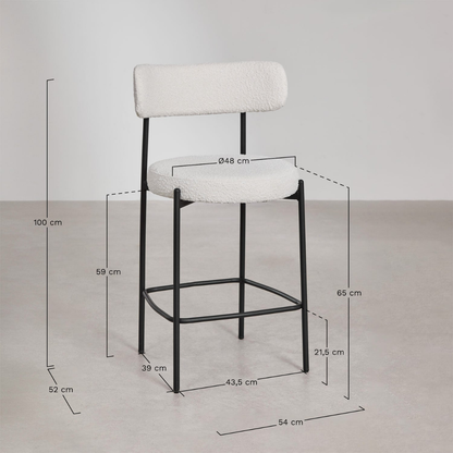 Anisa 65cm High Stool with Upholstered Backrest