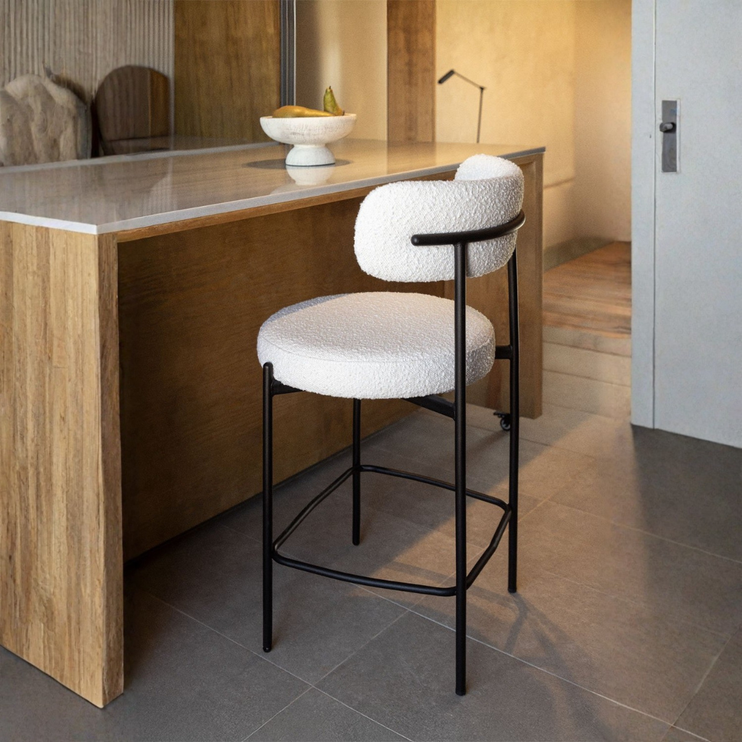 Anisa 65cm High Stool with Upholstered Backrest