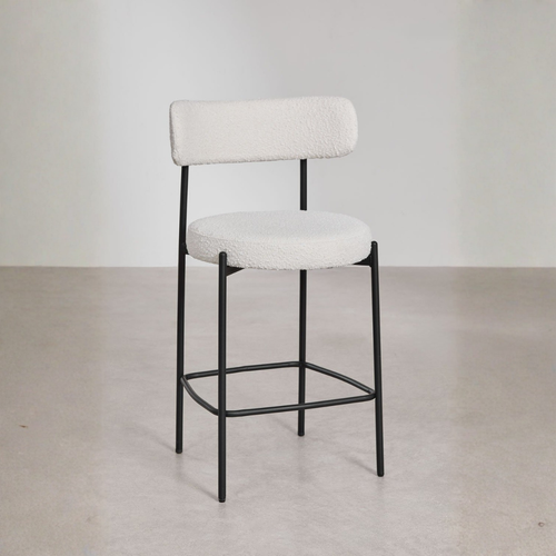 Anisa 65cm High Stool with Upholstered Backrest