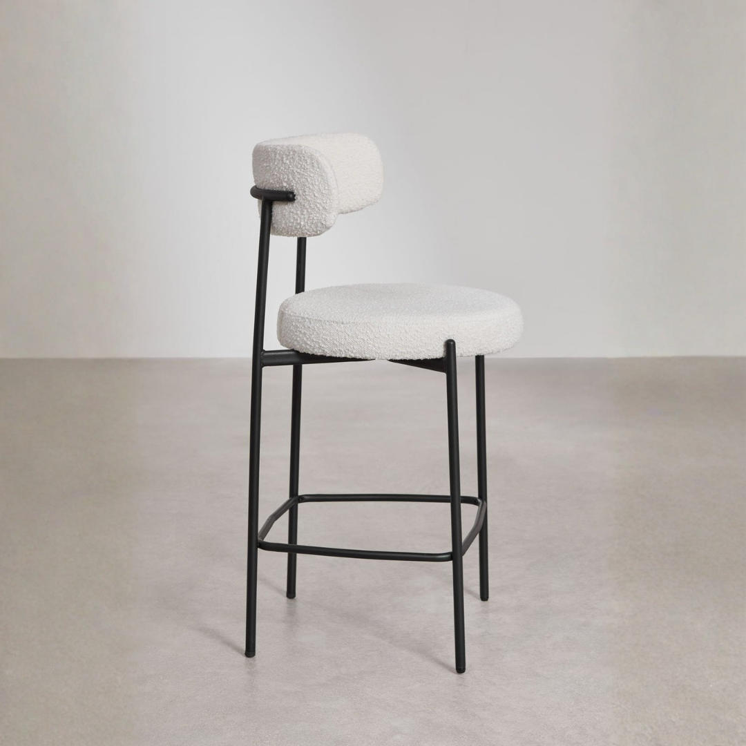 Anisa 65cm High Stool with Upholstered Backrest