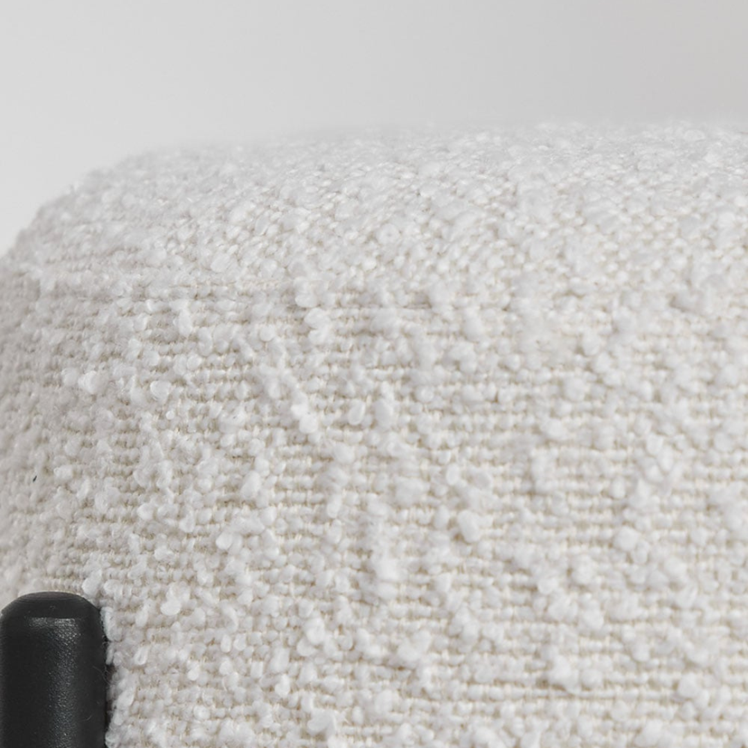 Anisa Low Stool in Bouclé Fabric with Iron Frame