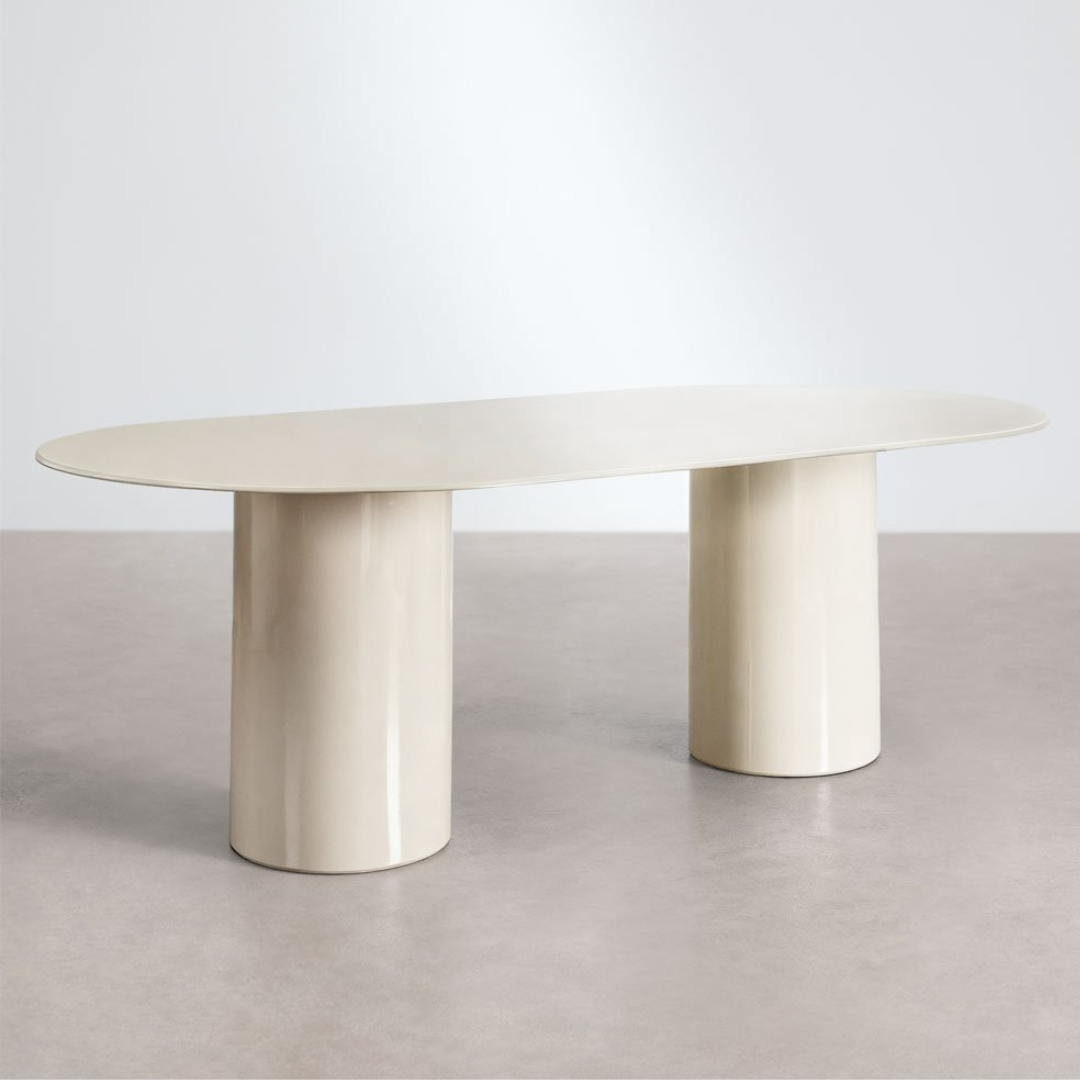 Asgri Oval Dining Table 220x110 cm – Tempered Glass & MDF