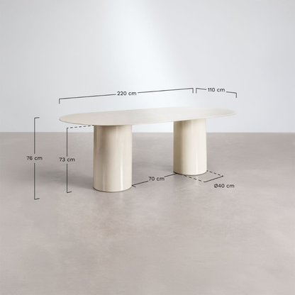 Asgri Oval Dining Table 220x110 cm – Tempered Glass & MDF