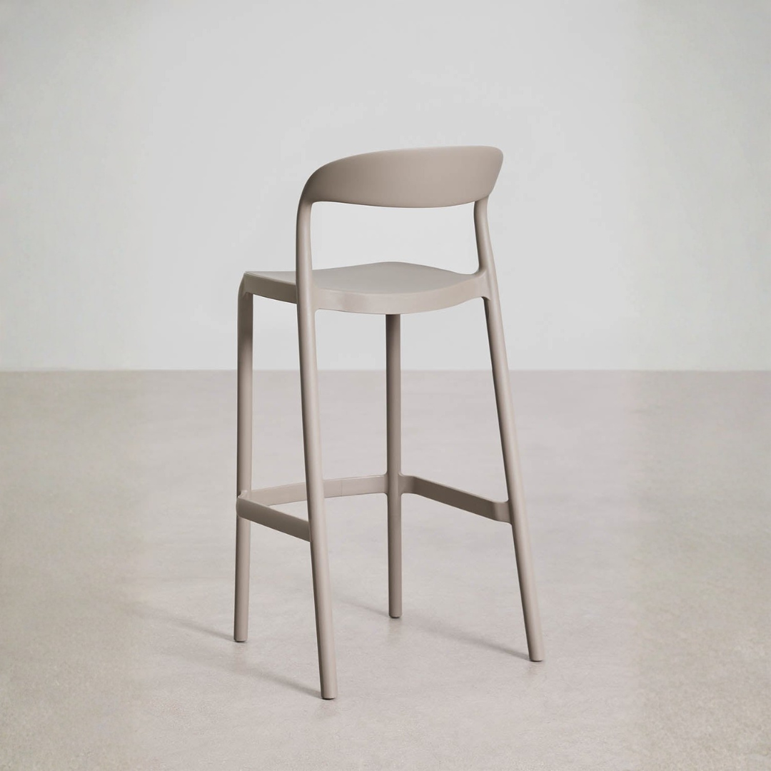 Brenza Stackable High Stool - Polypropylene, Graphite Gray