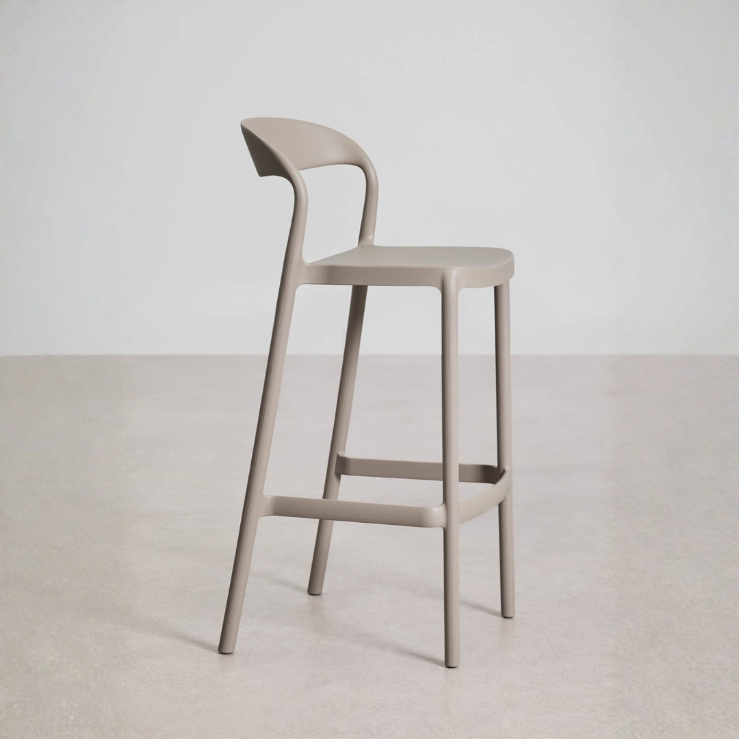 Brenza Stackable High Stool - Polypropylene, Graphite Gray
