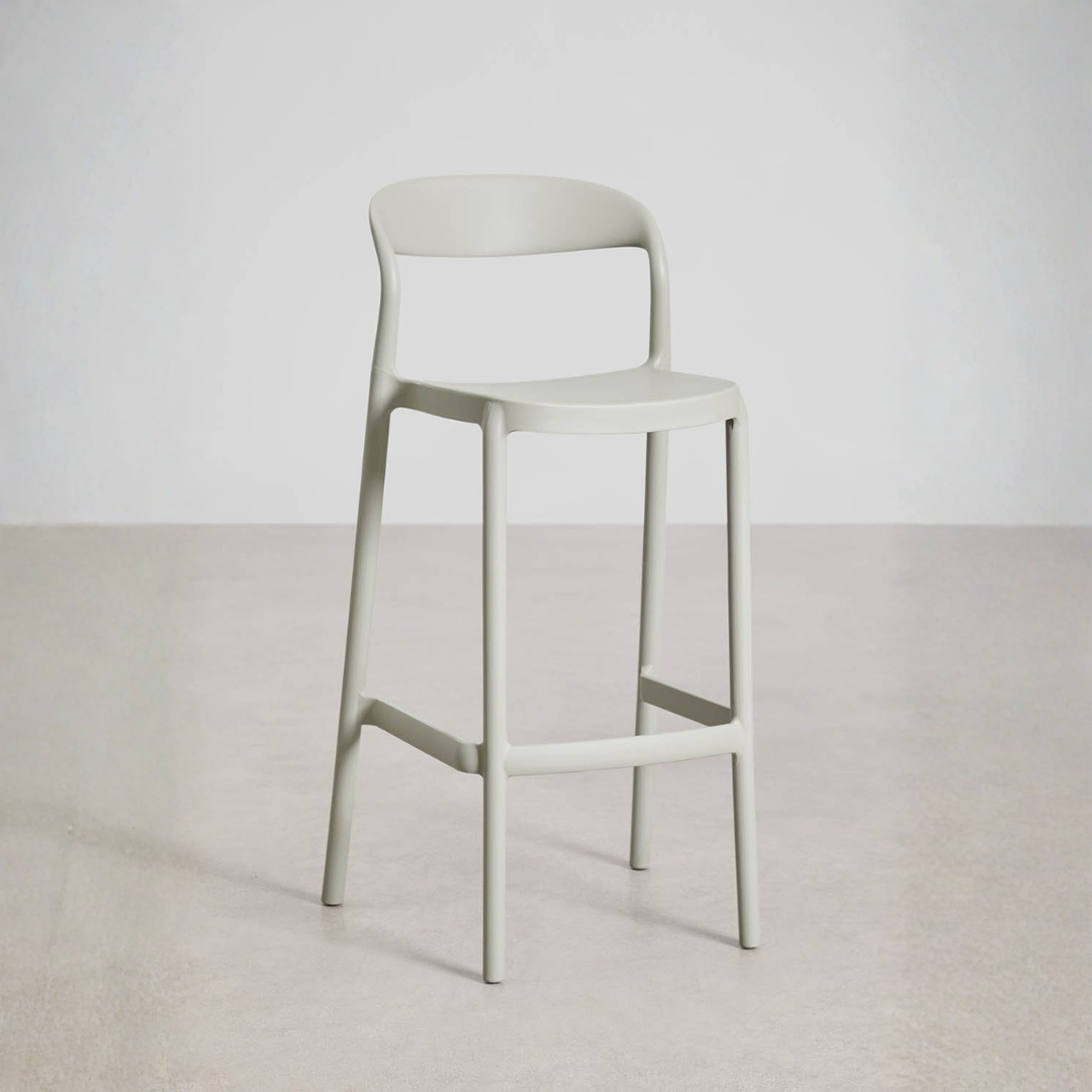 Brenza Stackable High Stool - Polypropylene, Graphite Gray