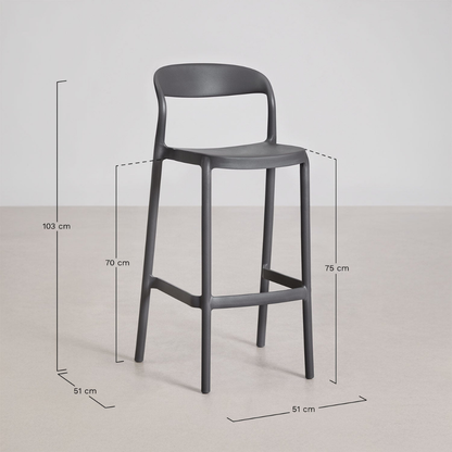 Brenza Stackable High Stool - Polypropylene, Graphite Gray