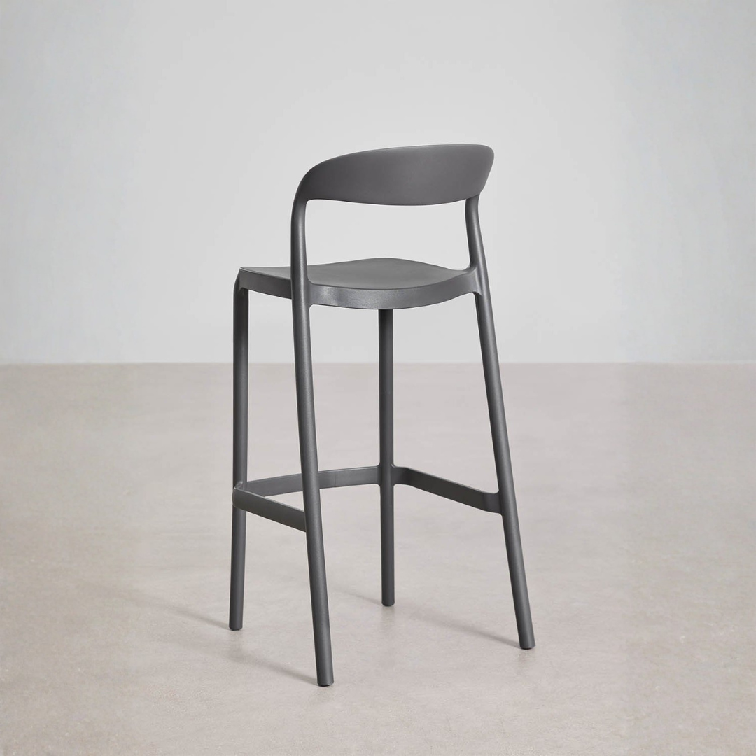 Brenza Stackable High Stool - Polypropylene, Graphite Gray