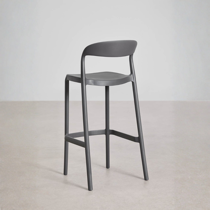 Brenza Stackable High Stool - Polypropylene, Graphite Gray