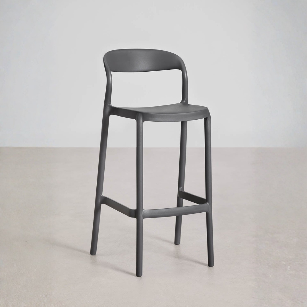 Brenza Stackable High Stool - Polypropylene, Graphite Gray
