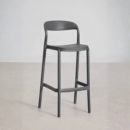 Brenza Stackable High Stool - Polypropylene, Graphite Gray