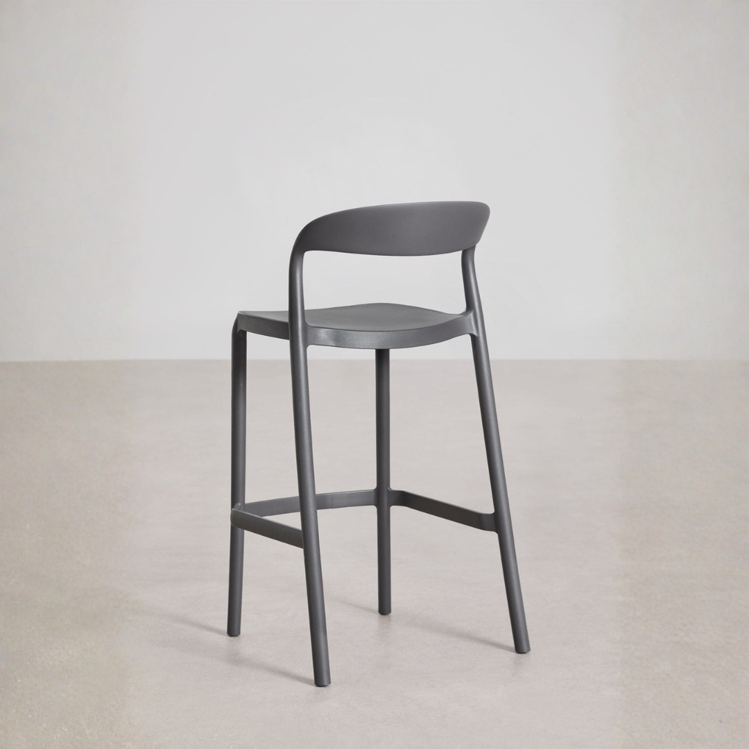Brenza Stackable High Stool - Polypropylene, Graphite Gray