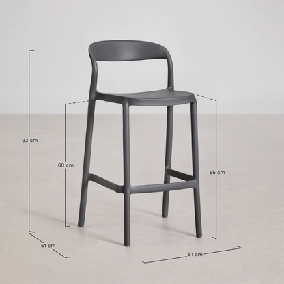 Brenza Stackable High Stool - Polypropylene, Graphite Gray