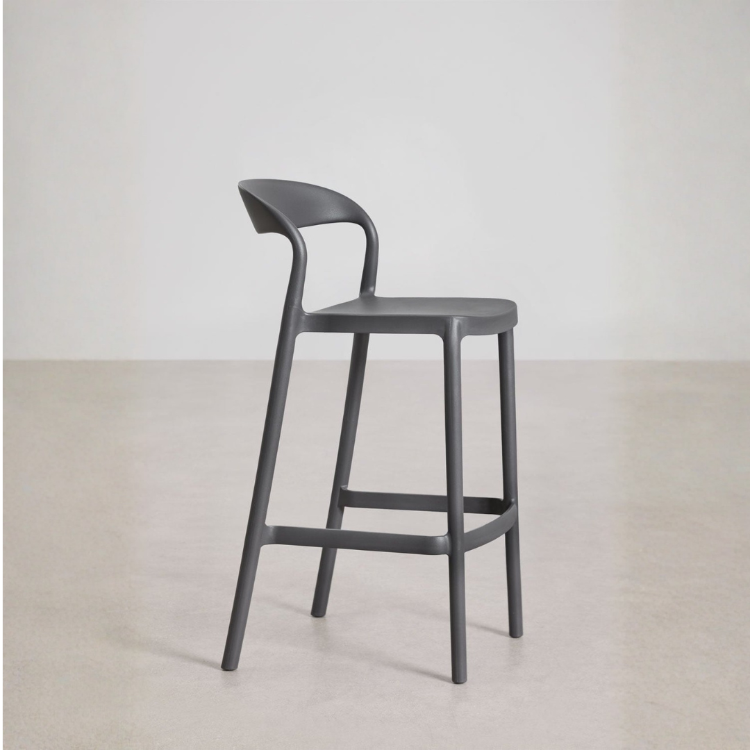 Brenza Stackable High Stool - Polypropylene, Graphite Gray