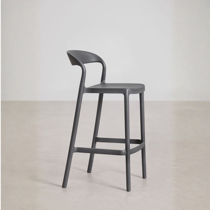 Brenza Stackable High Stool - Polypropylene, Graphite Gray