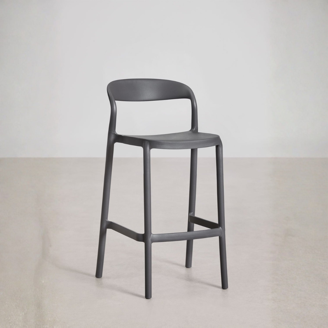 Brenza Stackable High Stool - Polypropylene, Graphite Gray