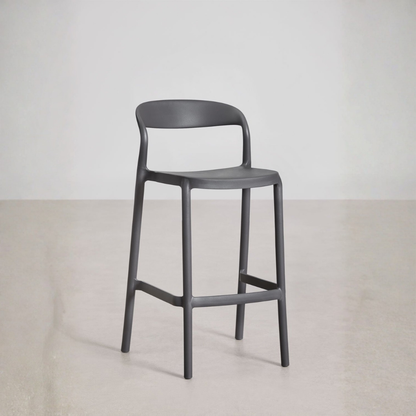 Brenza Stackable High Stool - Polypropylene, Graphite Gray