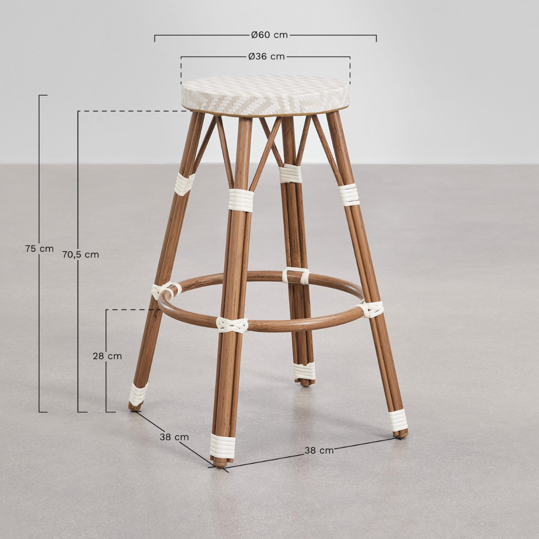 Brielle Bistro High Stool in Aluminum & Synthetic Rattan