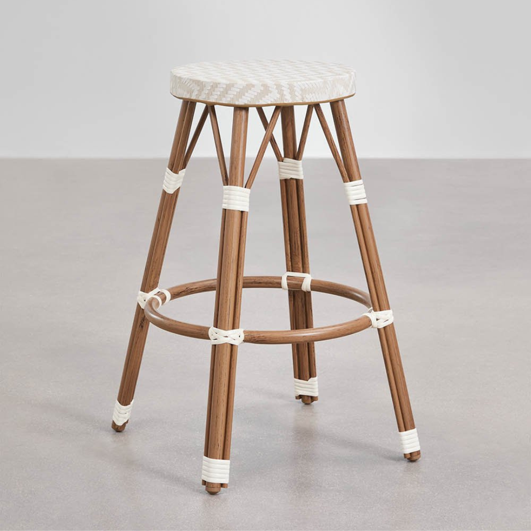 Brielle Bistro High Stool in Aluminum & Synthetic Rattan