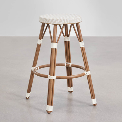 Brielle Bistro High Stool in Aluminum & Synthetic Rattan