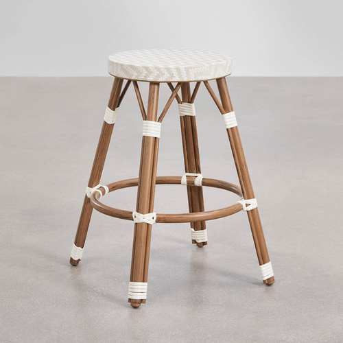 Brielle Bistro High Stool in Aluminum & Synthetic Rattan