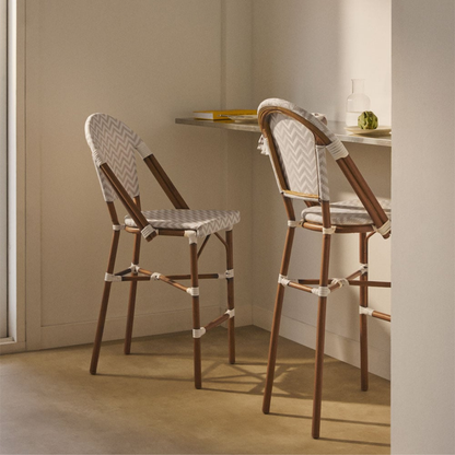 Brielle Bistro Stackable High Stool with Backrest
