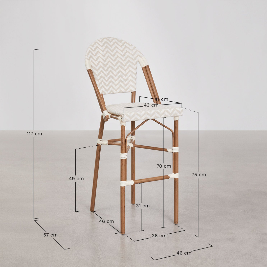 Brielle Bistro Stackable High Stool with Backrest
