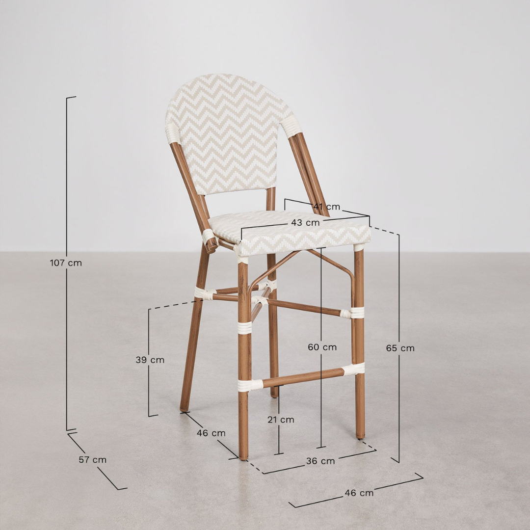Brielle Bistro Stackable High Stool with Backrest