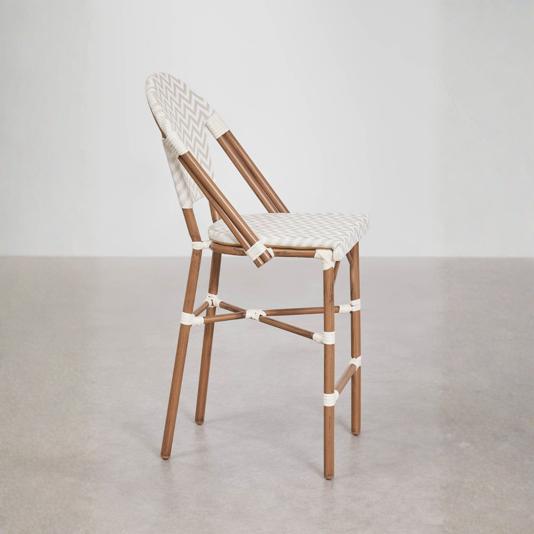 Brielle Bistro Stackable High Stool with Backrest