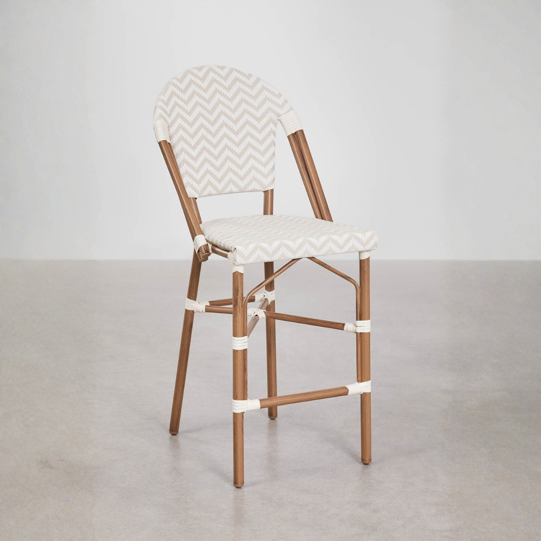 Brielle Bistro Stackable High Stool with Backrest