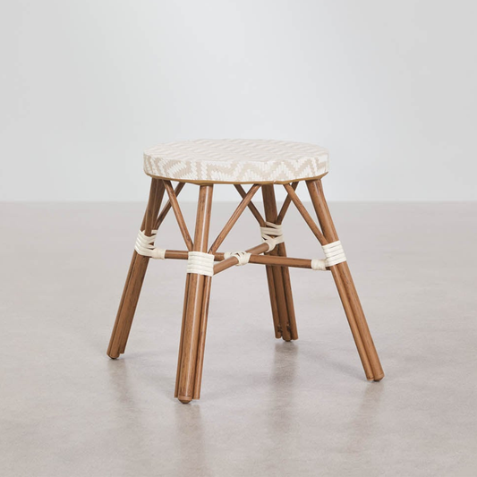 Brielle Bistro Low Stool 45 cm - Aluminum & Rattan