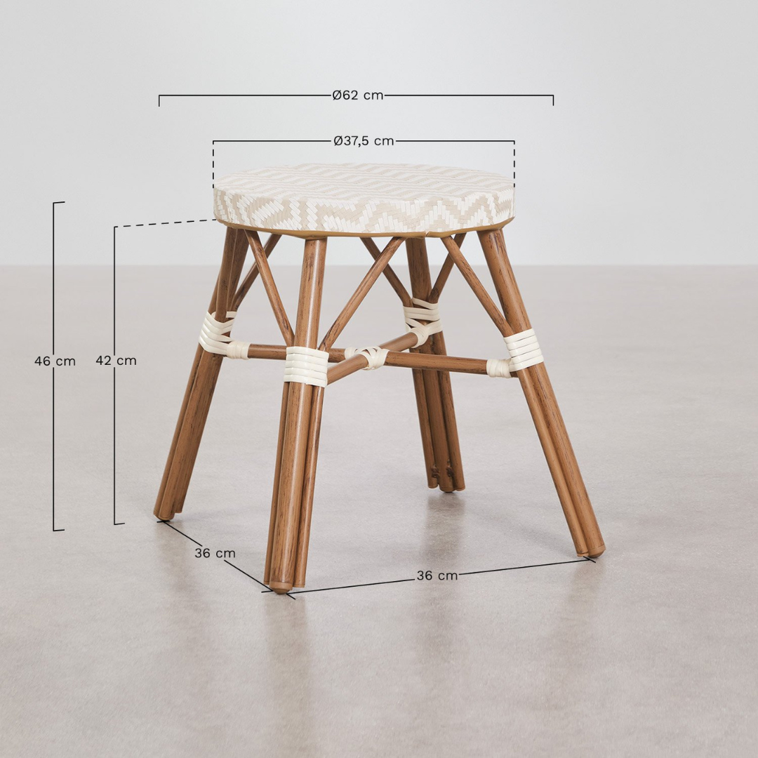 Brielle Bistro Low Stool 45 cm - Aluminum & Rattan