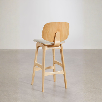 Canada 65cm High Stool in Dark Wood & Mocha Brown Fabric
