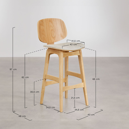 Canada 65cm High Stool in Dark Wood & Mocha Brown Fabric