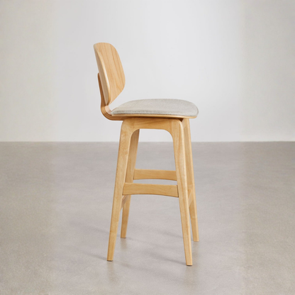 Canada 65cm High Stool in Dark Wood & Mocha Brown Fabric