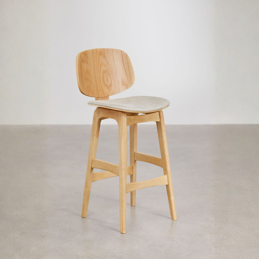 Canada 65cm High Stool in Dark Wood & Mocha Brown Fabric