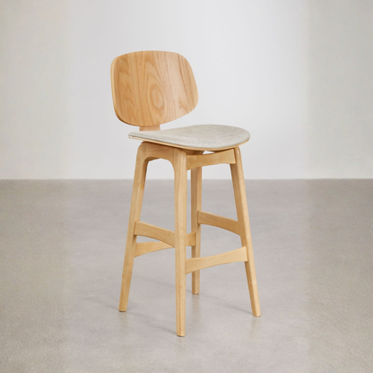 Canada 65cm High Stool in Dark Wood & Mocha Brown Fabric