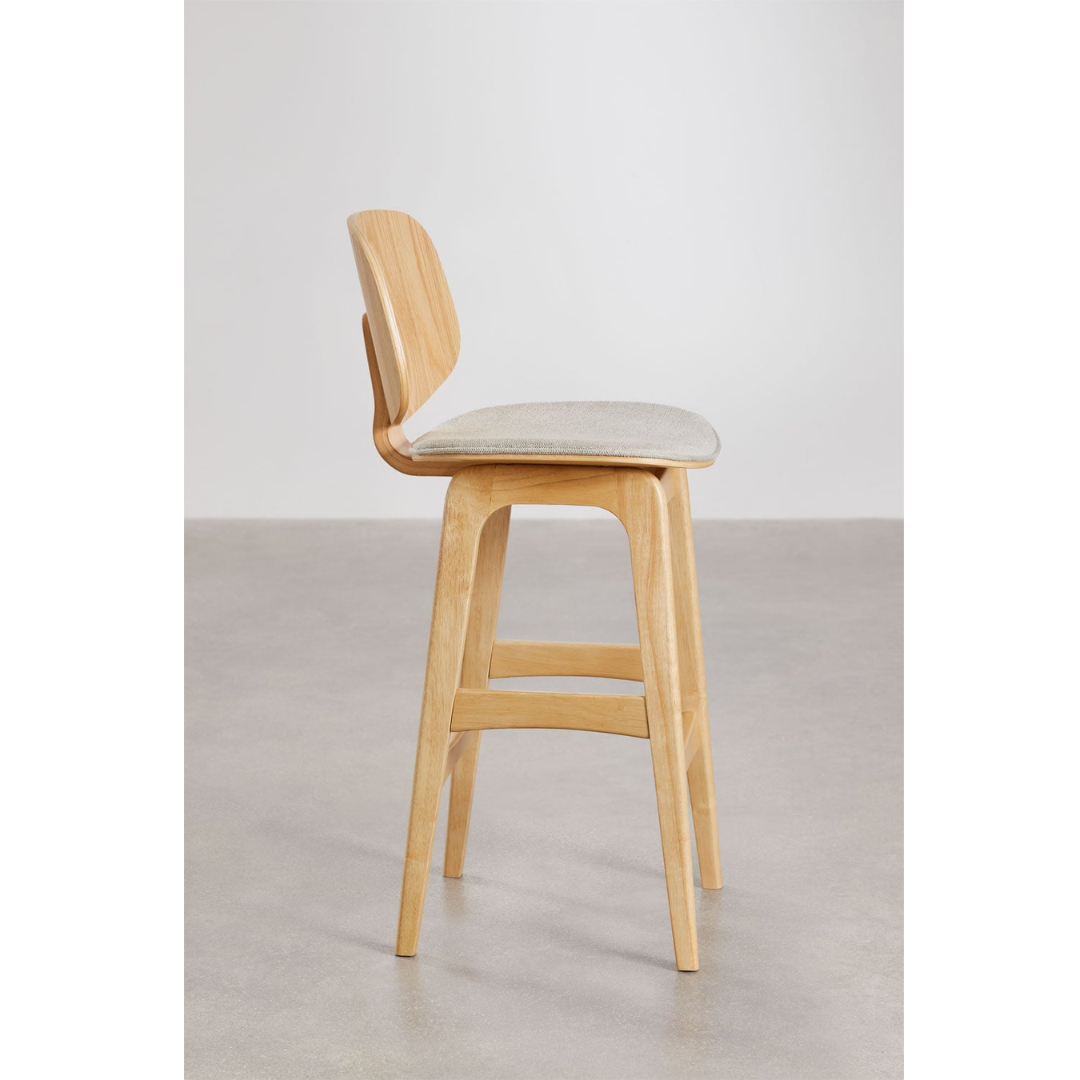 Canada 65cm High Stool in Dark Wood & Mocha Brown Fabric