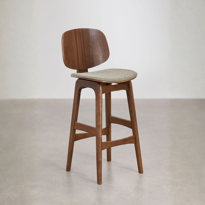 Canada 65cm High Stool in Dark Wood & Mocha Brown Fabric