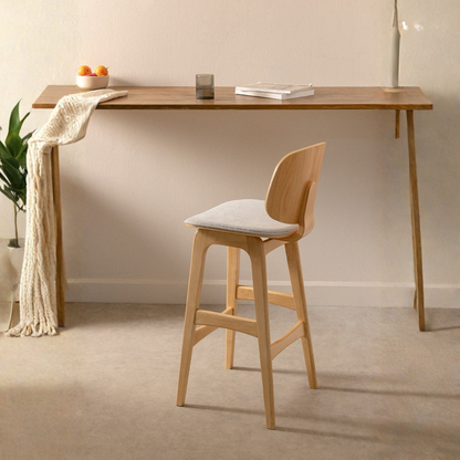 Canada 65cm High Stool in Dark Wood & Mocha Brown Fabric