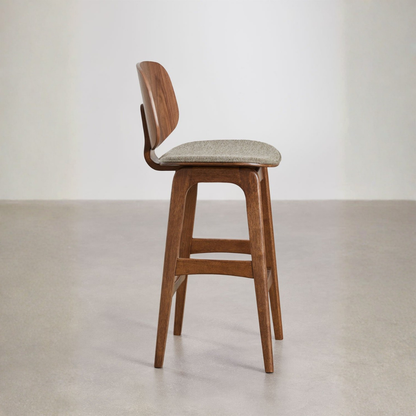 Canada 65cm High Stool in Dark Wood & Mocha Brown Fabric